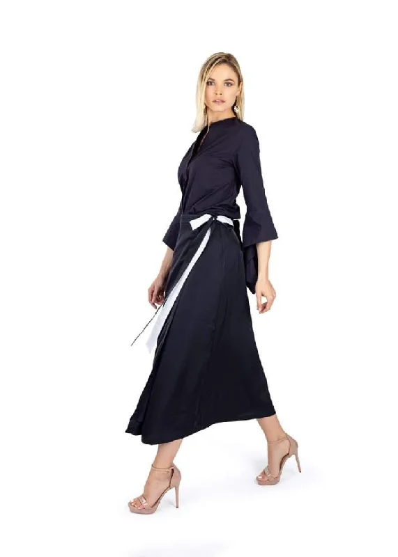 Banse Grace Satin Wrap Skirt flowy skirt hem