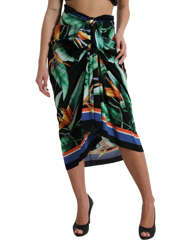 Dolce & Gabbana Elegant Floral High Waist Midi Skirt cashmere skirt fine