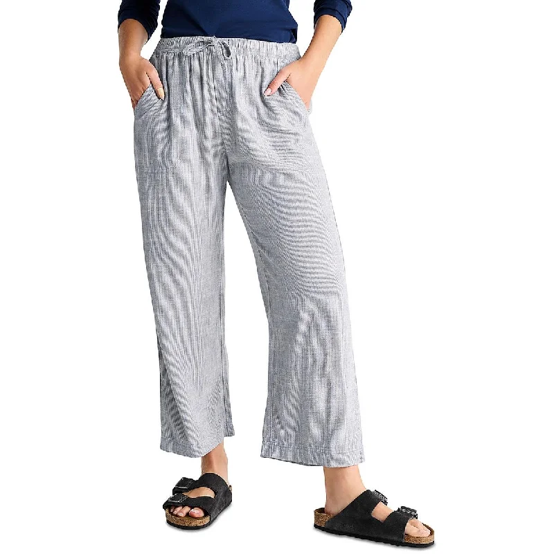 Splendid Womens Angie Micro-Striped Drawstring Wide Leg Pants Formal Slim Pants