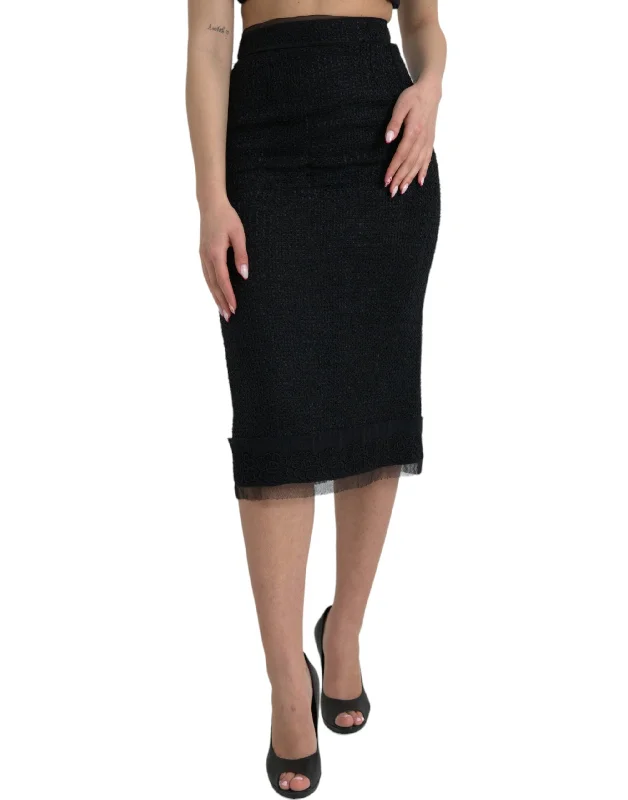 Dolce & Gabbana Elegant High Waist Midi Skirt corduroy skirt comfortable