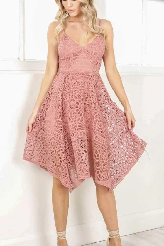 Cute Straps Short Pink Lace Homecoming Dress Party Dress PD205 Tunics Chic fashionable Cute Straps Short Pink Lace Homecoming Dress Party Dress PD205 Tunics Chic fashionable