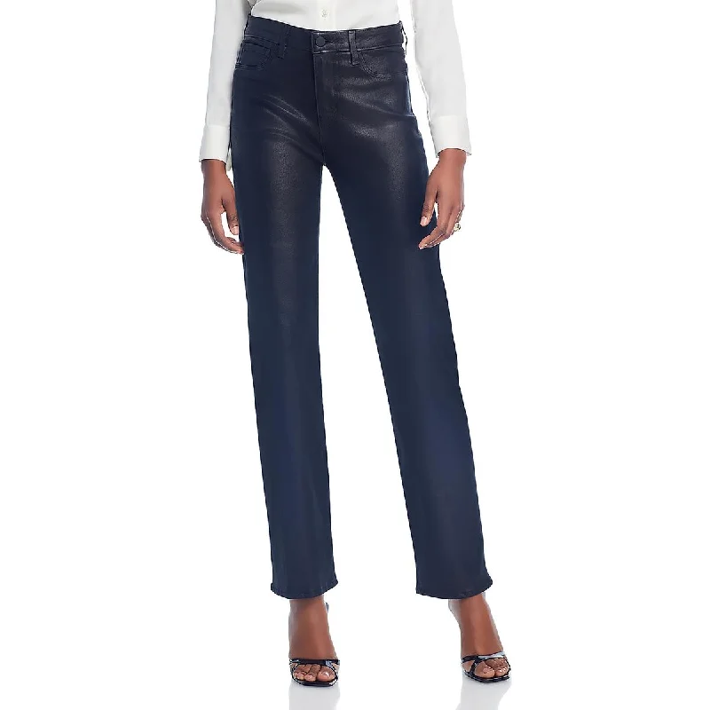 L'Agence Womens Coated Noir High Waisted High-Waisted Pants Modern Stretch Trousers
