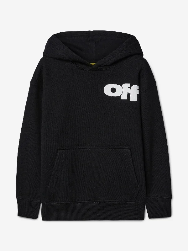 Off-White Kids Type Graphic Hoodie in Black Hoodie with Pattern Geometric Abstract