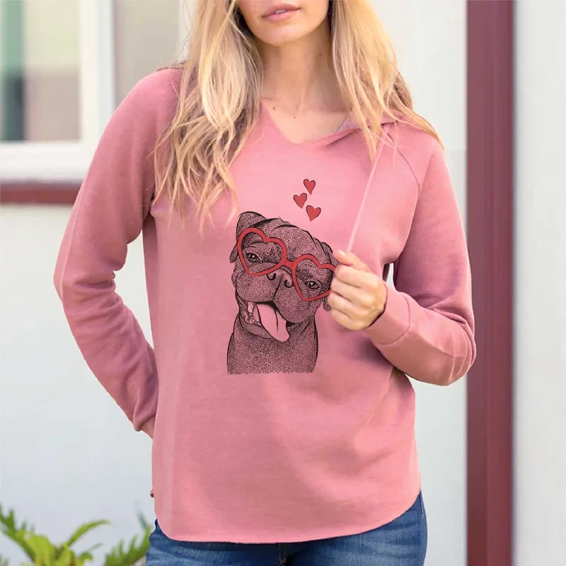Valentine Dudley Danger the Pug - Cali Wave Hooded Sweatshirt Hoodie with Frayed Bohemian Relaxed Valentine Dudley Danger the Pug - Cali Wave Hooded Sweatshirt Hoodie with Frayed Bohemian Relaxed
