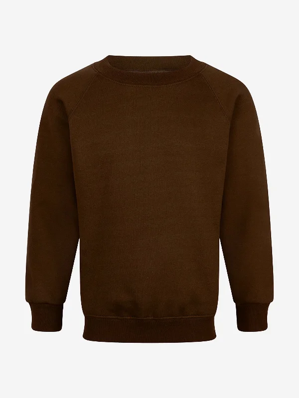 Zeco Kids School Crew Neck Sweatshirt in Brown Hoodie with Exposed Zipper Edgy Industrial Zeco Kids School Crew Neck Sweatshirt in Brown Hoodie with Exposed Zipper Edgy Industrial