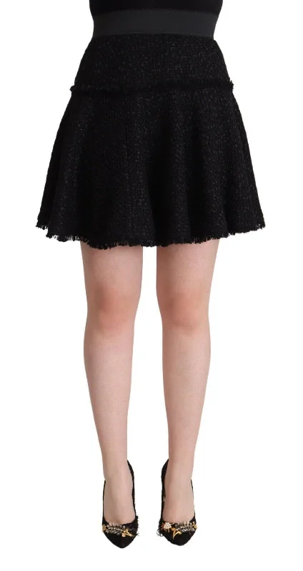 Dolce & Gabbana Elegant Knitted A-Line Mini Skirt satin skirt smooth