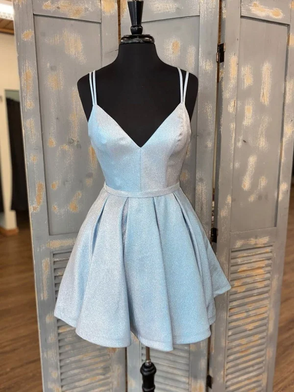A Line V Neck Short Light Blue Prom Dresses, Short V Neck Light Blue Formal Homecoming Dresses Tunics Sophisticated sleek A Line V Neck Short Light Blue Prom Dresses, Short V Neck Light Blue Formal Homecoming Dresses Tunics Sophisticated sleek