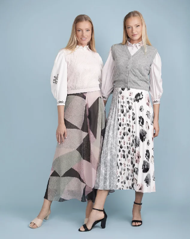 Carlucci Chiffon Printed Skirt wool skirt warm