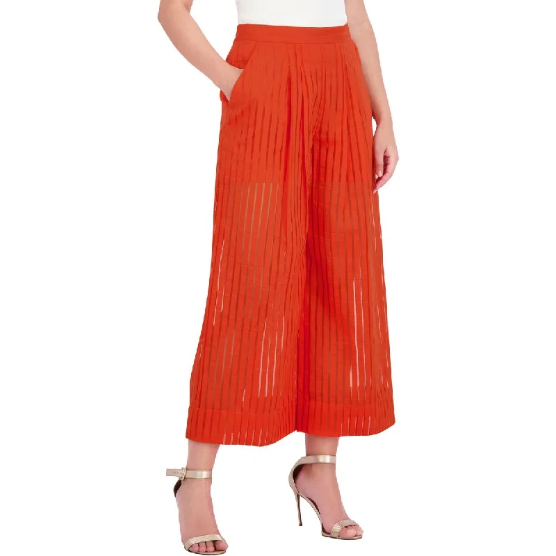 BCBGMAXAZRIA Womens Sheer Striped Wide Leg Pants Formal Slim Pants