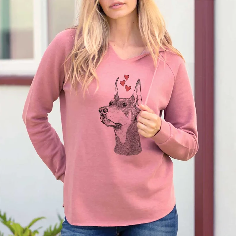Valentine Cenza the Doberman Pinscher - Cali Wave Hooded Sweatshirt Hoodie with Cuffed Sleeves Snug Secure Valentine Cenza the Doberman Pinscher - Cali Wave Hooded Sweatshirt Hoodie with Cuffed Sleeves Snug Secure