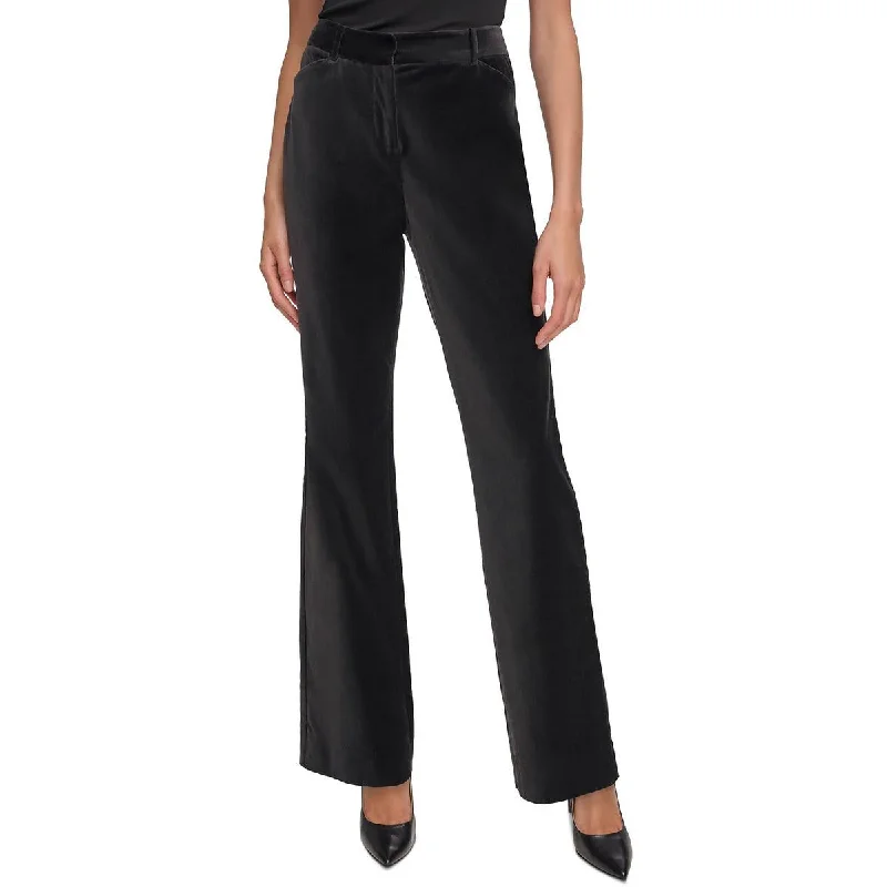 Donna Karan Womens Boot Cut Mid Rise Bootcut Pants Classic Pleated Pants