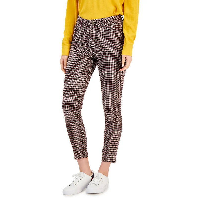 Tommy Hilfiger Womens Plaid Skinny Ankle Pants Trendy Printed Pants