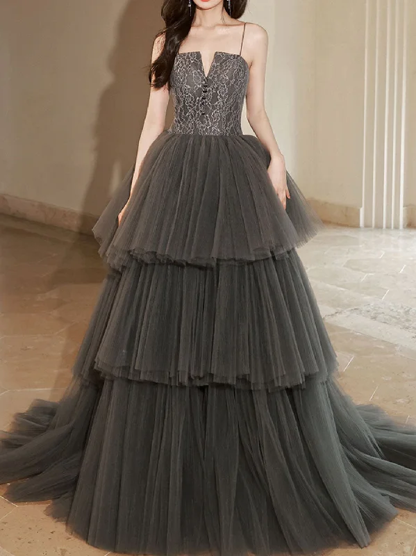 Gray Lace Long Prom Dresses, Lace Formal Gray Graduation Dresses empire Waist empire Gray Lace Long Prom Dresses, Lace Formal Gray Graduation Dresses empire Waist empire