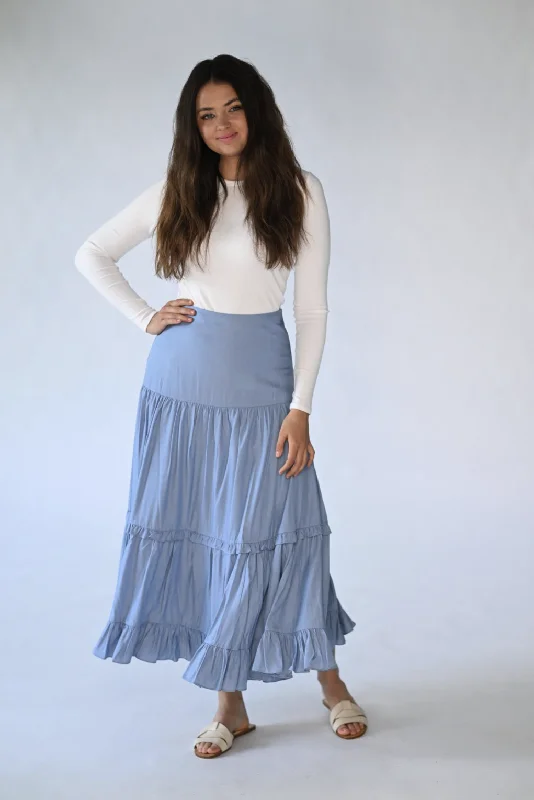 Concept Ruffle Tier Skirt silk skirt sleek
