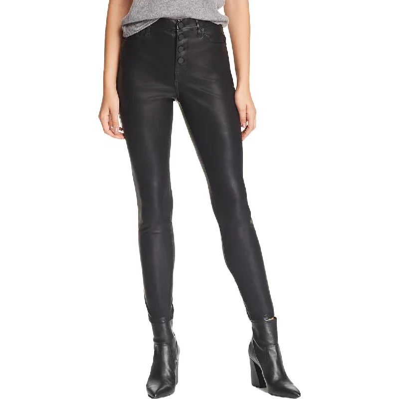 [BLANKNYC] Womens Faux Leather Straight Leg Skinny Pants Trendy Wide-Legged Trousers