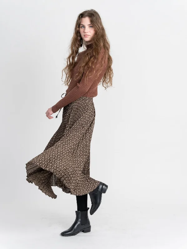 Mademoiselle Pleated Print Accord Skirt velvet skirt luxury