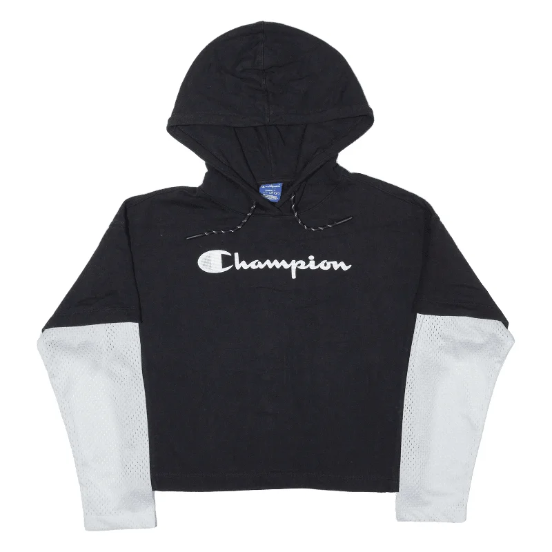 CHAMPION Crop Womens Black Hoodie S Hoodie with Pocket Utility Practical