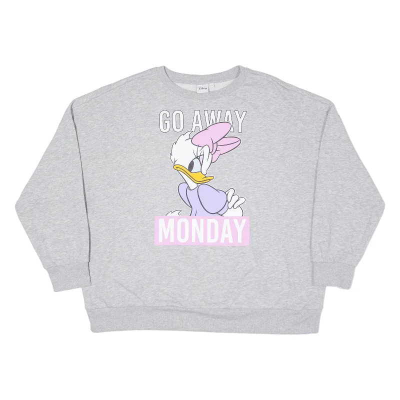 DISNEY Daisy Duck Womens Sweatshirt Grey L Hoodie with Print Artistic Unique