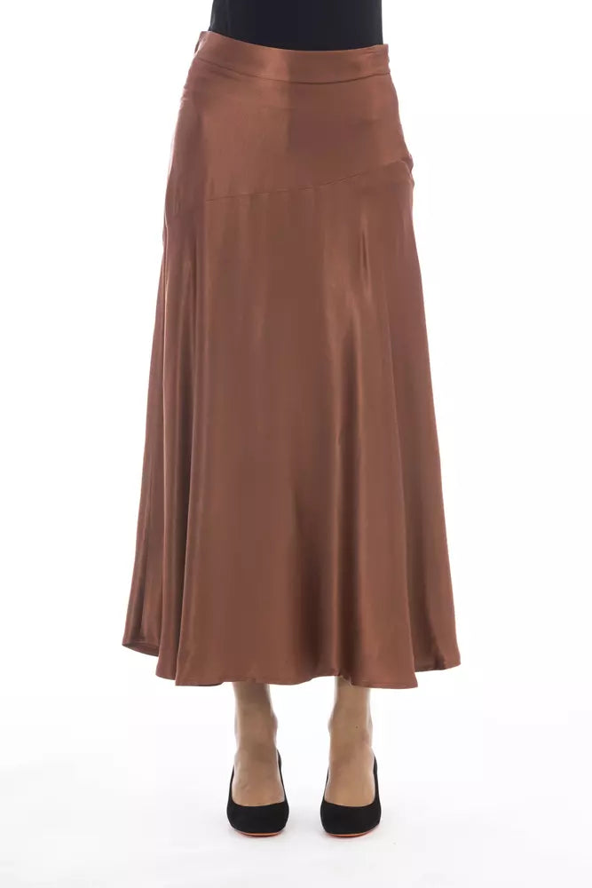 Alpha Studio Brown Viscose Women Skirt lace skirt romantic
