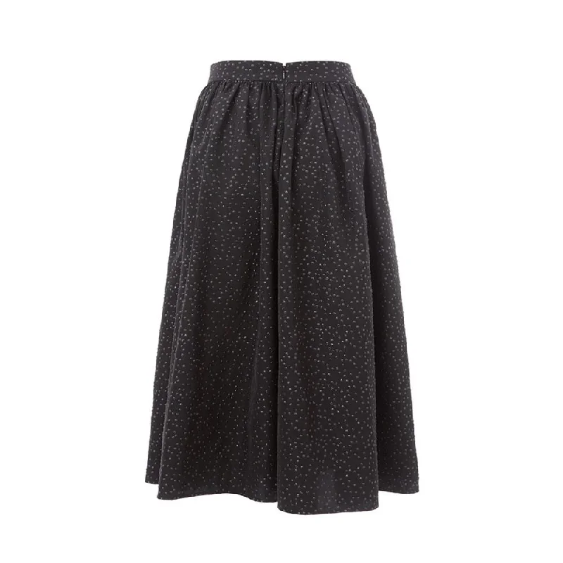 Lardini Elegant Black Polyethylene Midi Skirt denim skirt fashionable