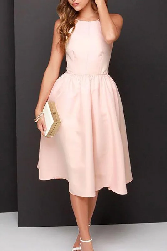 Simple A-line Pink Backless Tea Length Homecoming Dresses Party Dress PD365 Tunics Timeless classic Simple A-line Pink Backless Tea Length Homecoming Dresses Party Dress PD365 Tunics Timeless classic