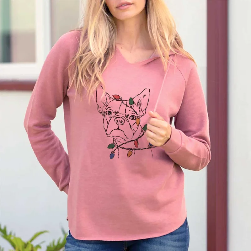 Christmas Lights Charles the Boston Terrier - Cali Wave Hooded Sweatshirt Hoodie with Batwing Sleeves Loose Dramatic Christmas Lights Charles the Boston Terrier - Cali Wave Hooded Sweatshirt Hoodie with Batwing Sleeves Loose Dramatic