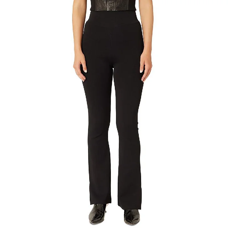 Adrienne Landau Womens Knit High Rise Bootcut Pants Elegant Silk Pants