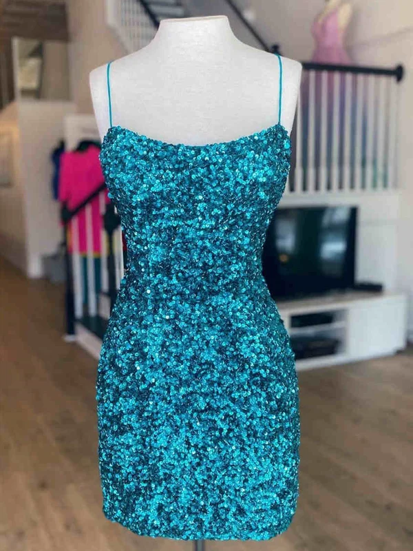 Short Blue Silver Pink Backless Sequins Prom Dresses, Short Open Back Sequins Formal Homecoming Dresses Tunics Long Elegant Short Blue Silver Pink Backless Sequins Prom Dresses, Short Open Back Sequins Formal Homecoming Dresses Tunics Long Elegant