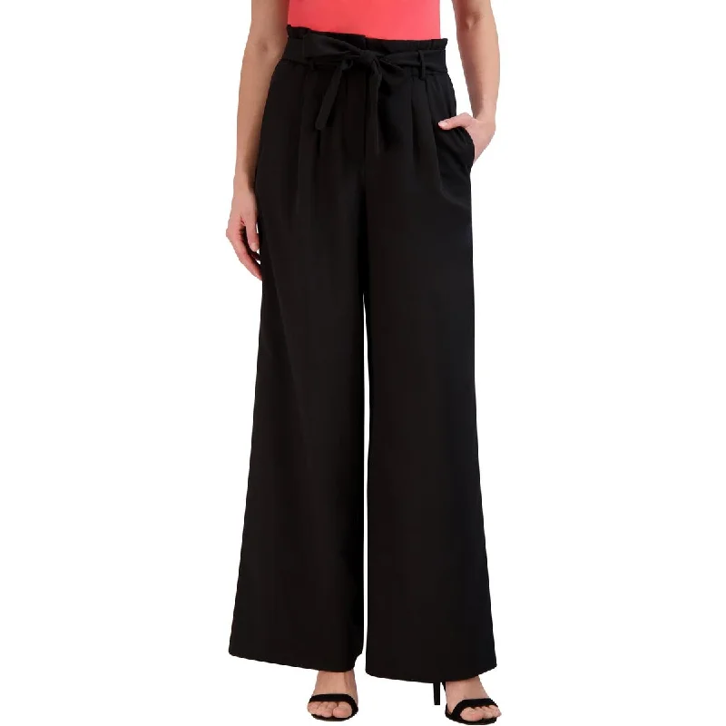 BCBGMAXAZRIA Womens High Waist Paperbag Wide Leg Pants Elegant High-Waist Pants