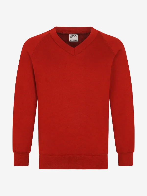 Zeco Kids School V-Neck Sweatshirt in Red Hoodie Sweatshirt Pullover
