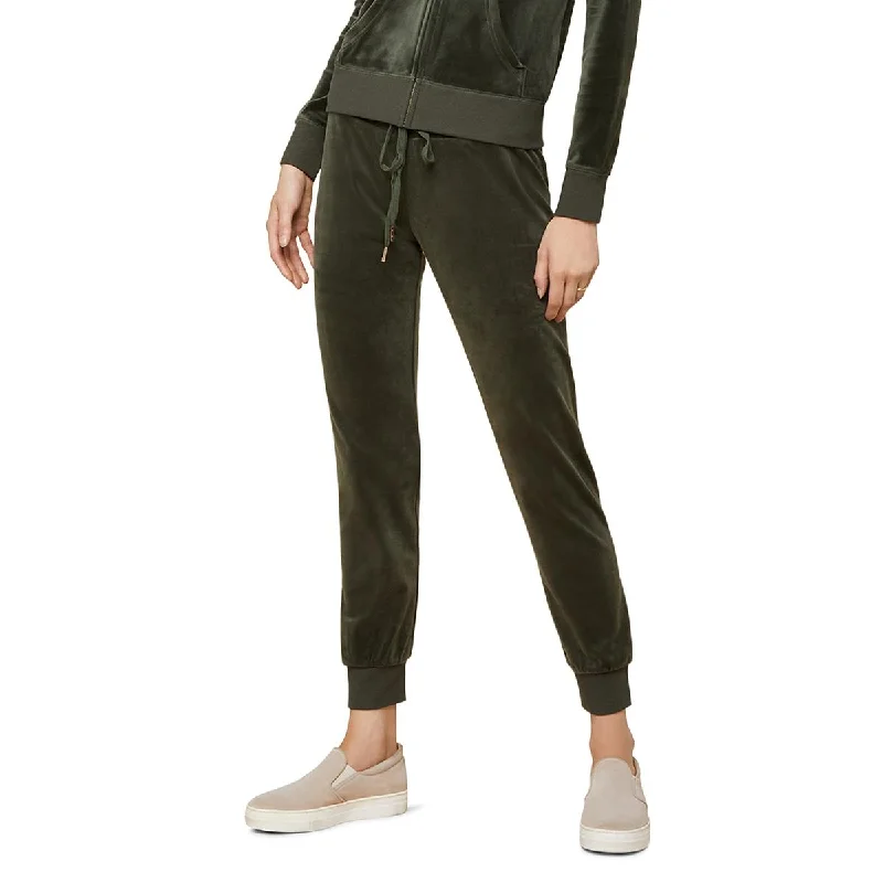 Juicy Couture Womens Velvet Mid-Rise Jogger Pants Comfortable Pleated Pants