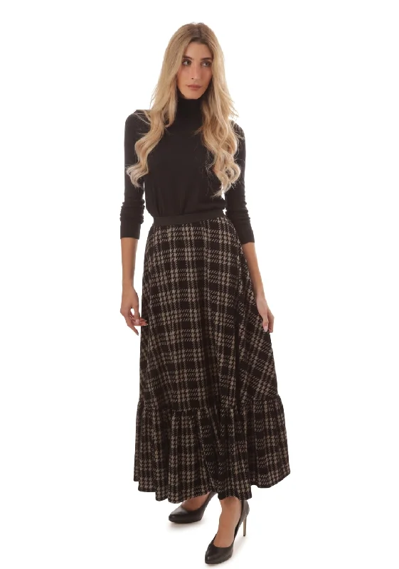 Paper Parachute Houndstooth Knit Skirt elastic waist skirt