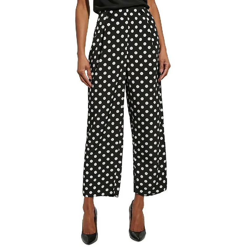 Karl Lagerfeld Paris Womens Polka Dot Side Zip Wide Leg Pants Casual Drawstring Pants