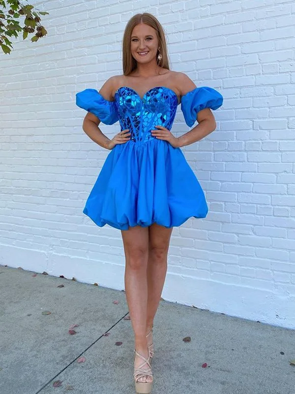 Off the Shoulder Short Blue Prom Dresses, Off Shoulder Short Blue Formal Graduation Dresses Tunics Long Elegant Off the Shoulder Short Blue Prom Dresses, Off Shoulder Short Blue Formal Graduation Dresses Tunics Long Elegant