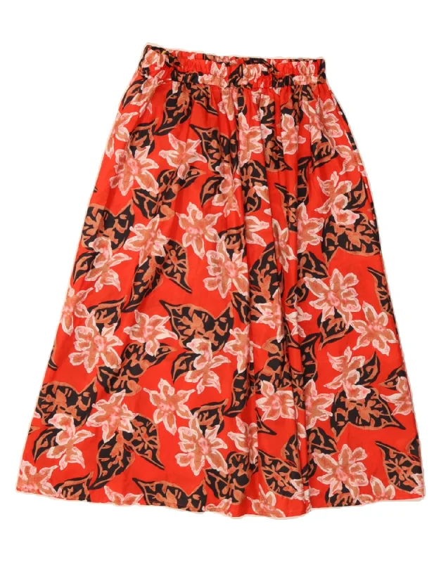 LAUREN LEE Womens A-Line Skirt UK 10 Small W26  Orange Floral Polyester leather skirt durable