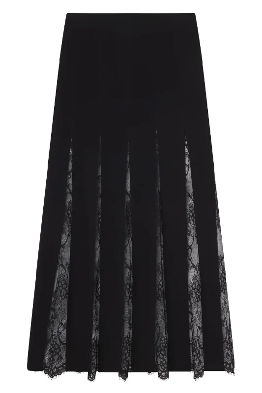 Mira Skirt | Black/Black leather skirt sleek