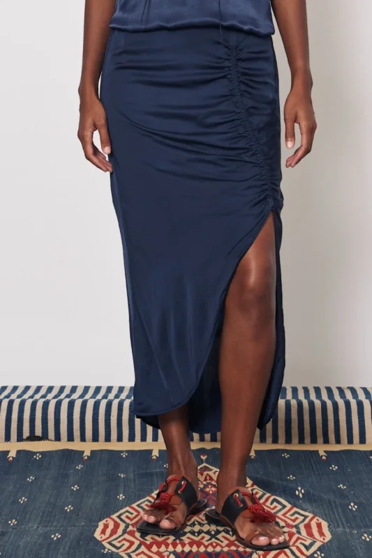 Pretoria Midi Skirt | Midnight leather skirt modern
