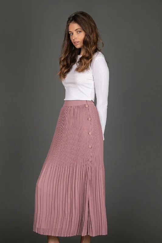 Harper Chiffon Pleated Maxi Skirt linen skirt natural