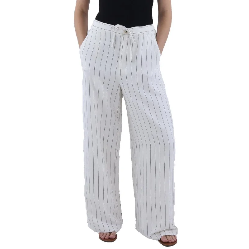 Z Supply Womens Pinstripe Tie Waist Dress Pants Relaxed Linen Pants