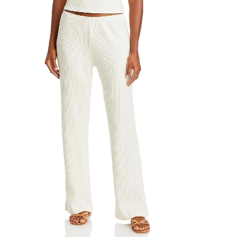 DONNI. Womens Tencel Ribbed Dress Pants Trendy High-Waist Trousers