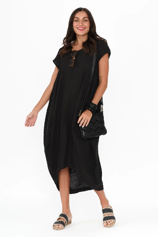 Verity Black Linen Dress Tunics Luxurious high-end