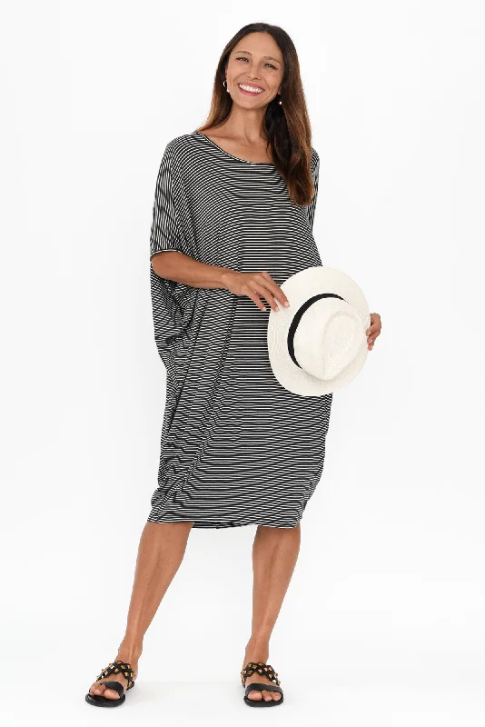 Charcoal Stripe Maui Dress A-Line Day Work