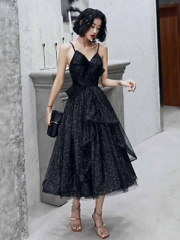 V Neck Tulle Sequin Short Black Prom Dresses, Black Tulle Homecoming Dresses Square Neckline Feminine V Neck Tulle Sequin Short Black Prom Dresses, Black Tulle Homecoming Dresses Square Neckline Feminine