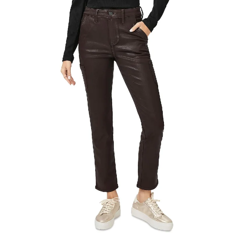 Paige Womens Jolie Coated Cargo Ankle Pants Trendy Printed Pants