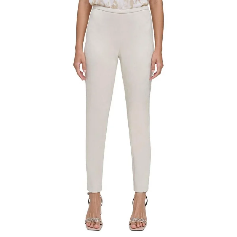 Calvin Klein Womens Elastic Waist Faux Suede Dress Pants Comfy High-Waist Jeans