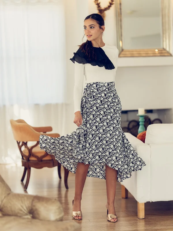 Udel Flowers Wrap Skirt cashmere skirt soft