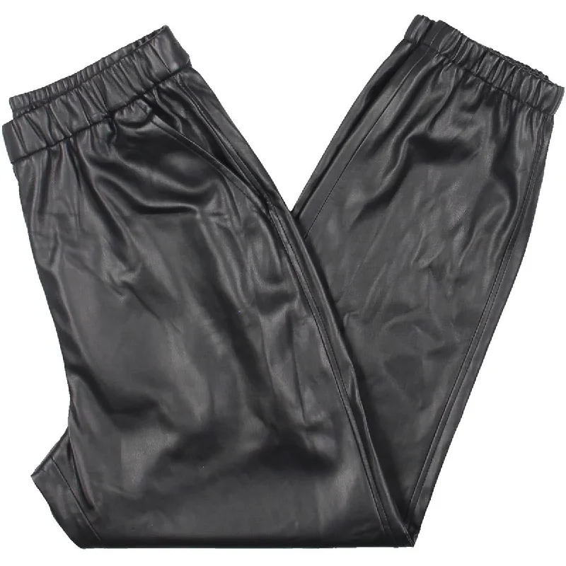 Z Supply Womens Lenora Faux Leather High Rise Jogger Pants Classic Bootcut Trousers