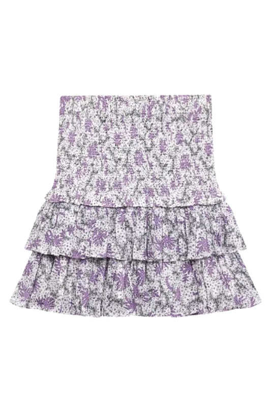 Naomi Skirt | Ecru/Lilac linen skirt breathable