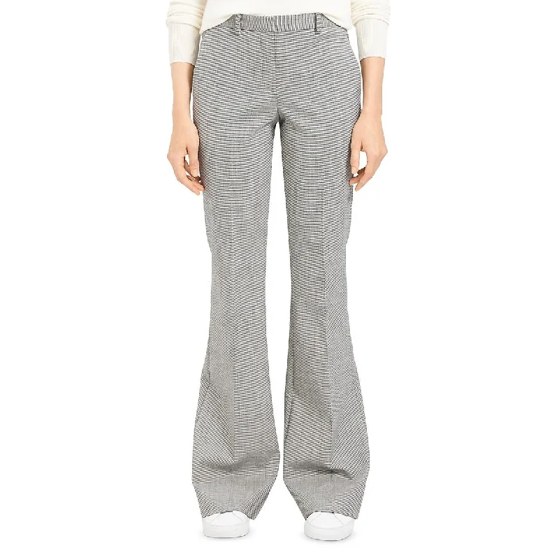 Theory Womens Demitria 4 Houndstooth Office Wear Flared Pants Cozy Maternity Pants
