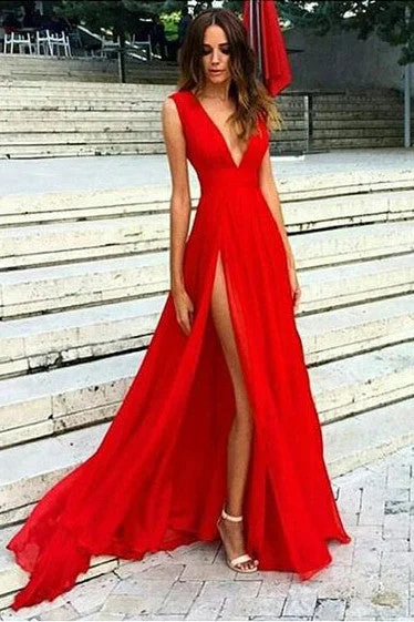 Sexy V-neck Red Split Prom Dresses,Simple Slit Sexy Party Dress OK177 Pencil Length Work Sexy V-neck Red Split Prom Dresses,Simple Slit Sexy Party Dress OK177 Pencil Length Work